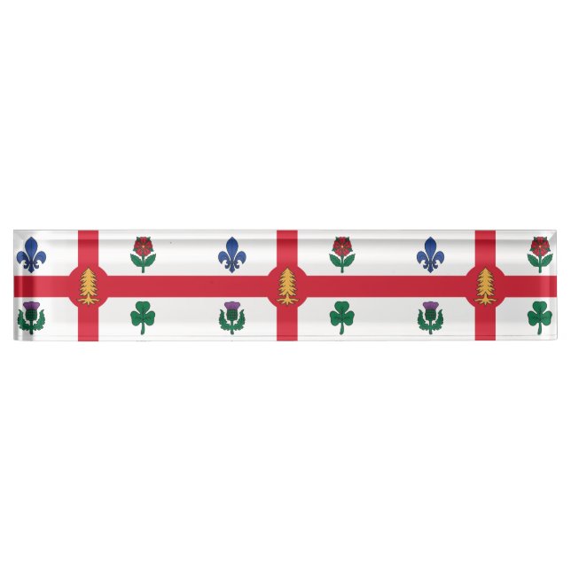 Patriotic desk nameplate with Flag of Montreal (Front)