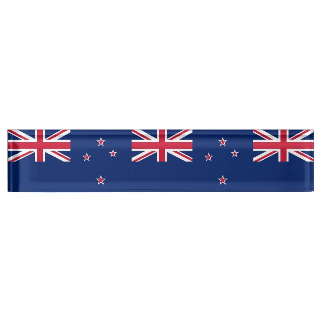 Patriotic desk nameplate with Flag of New Zealand (Front)