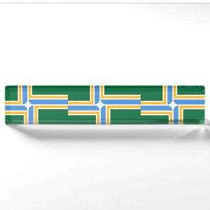 Patriotic desk nameplate with Flag of Portland