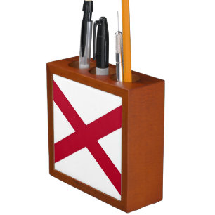 Patriotic desk organizer with Flag of Alabama