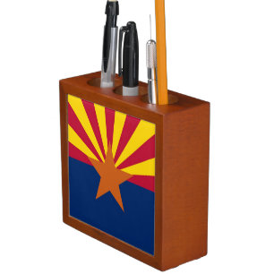 Patriotic desk organizer with Flag of Arizona