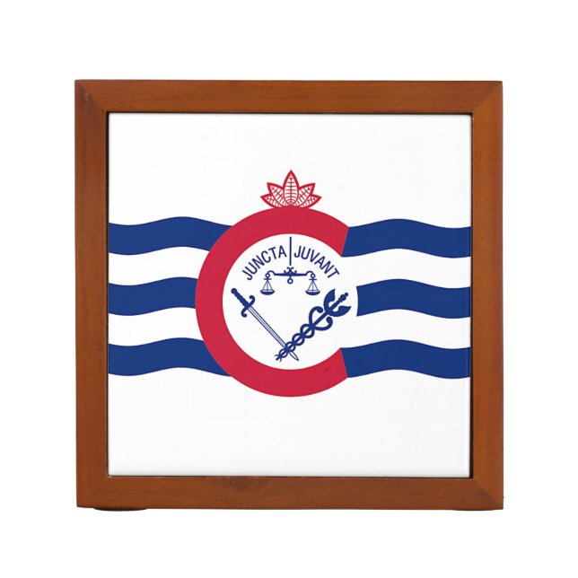 Patriotic desk organizer with Flag of Cincinnati (Front)