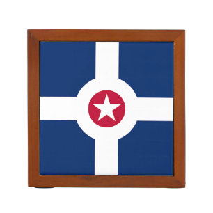 Patriotic desk organizer with Flag of Indianapolis