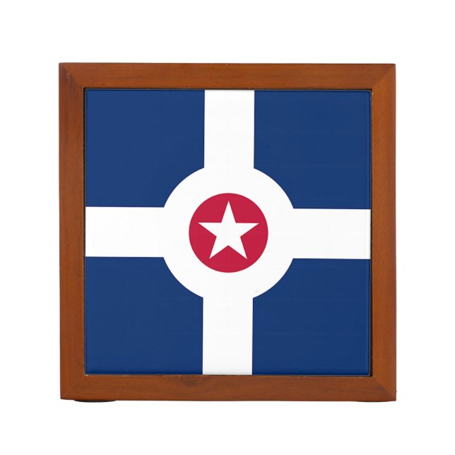 Patriotic desk organizer with Flag of Indianapolis (Front)