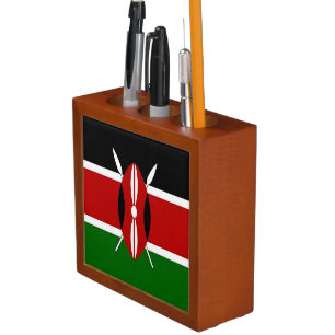 Patriotic desk organizer with Flag of Kenya