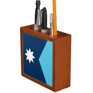 Patriotic desk organizer with Flag of Minnesota