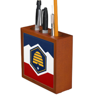 Patriotic desk organizer with Flag of Utah, USA