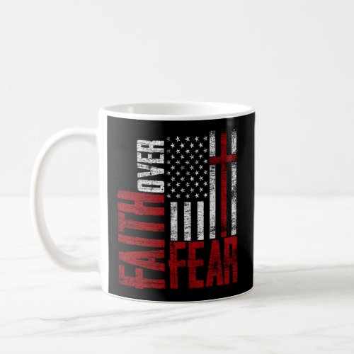 Patriotic Devotee USA Flag Cross Faith Over Fear J Coffee Mug