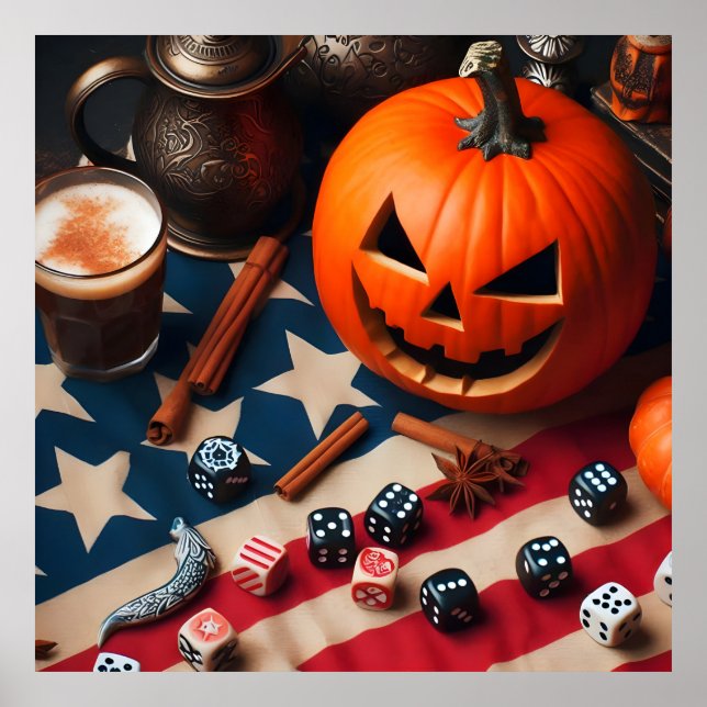 Patriotic Dice Roll: Pumpkin Spice and Liberty Dic Poster (Front)