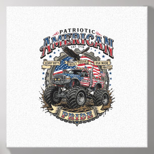 Patriotic Diesel Beast Freedom Monster Truck Heavy Canvas Photo Tile