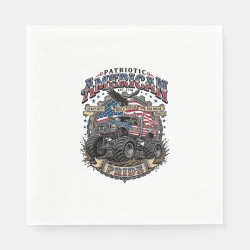 Patriotic Diesel Beast Freedom Monster Truck Heavy Napkins