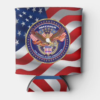 Patriotic Dim. 3" (diameter), 3.75" height Can Cooler