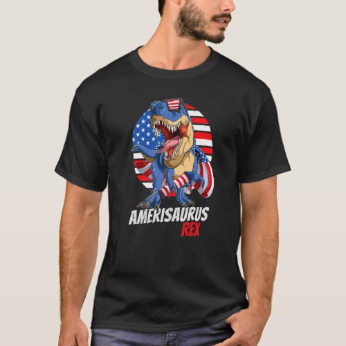 Patriotic Dinosaur 4th Of July Boys Amerisaurus Re T_Shirt