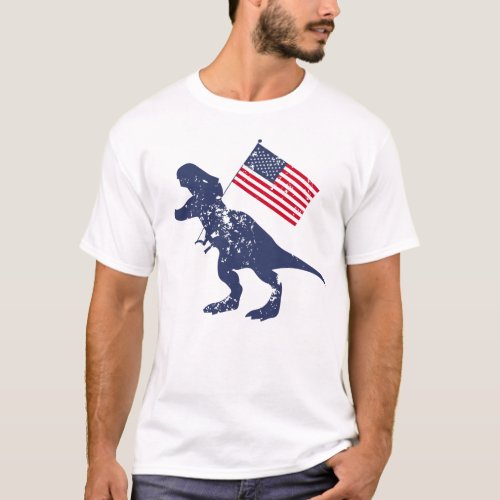 Patriotic Dinosaur American USA 4th of July Shirt