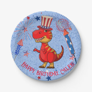 Patriotic dinosaur birthday, paper plates
