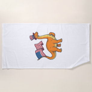 Patriotic Dinosaur Flag Vintage Engraving Shirt_1 Beach Towel