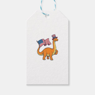 Patriotic Dinosaur Flag Vintage Engraving Shirt_1 Gift Tags