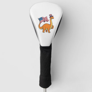 Patriotic Dinosaur Flag Vintage Engraving Shirt_1 Golf Head Cover