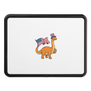 Patriotic Dinosaur Flag Vintage Engraving Shirt_1 Hitch Cover