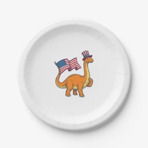 Patriotic Dinosaur Flag Vintage Engraving Shirt_1 Paper Plates