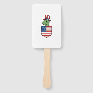 Patriotic Dinosaur Pocket Vintage Shirt Design_1 Hand Fan