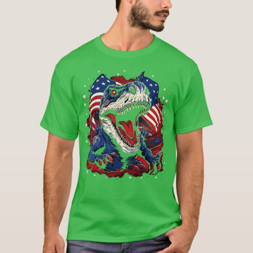 Patriotic Dinosaur T_Shirt