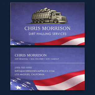 Patriotic Dirt Hauling Truck Services Business Card