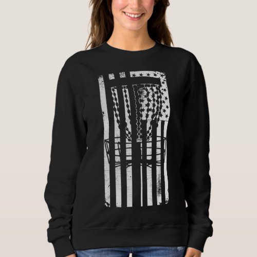 Patriotic Disc Golf American Flag Distressed Sweatshirt