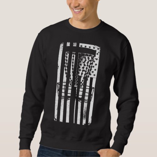 Patriotic Disc Golf American Flag Distressed Sweatshirt