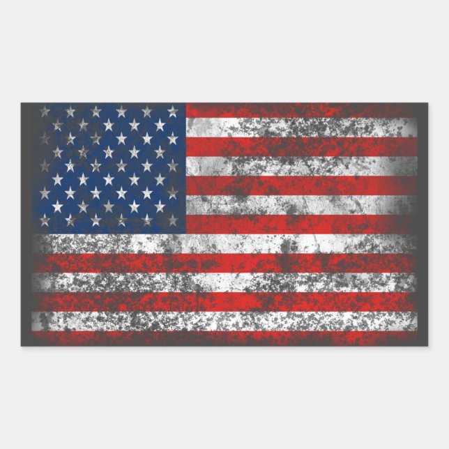 Patriotic Distressed American Flag Rectangular Sticker (Front)