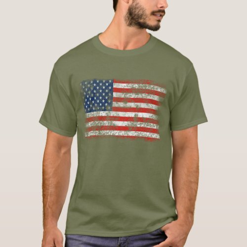 Patriotic Distressed American Flag T_Shirt