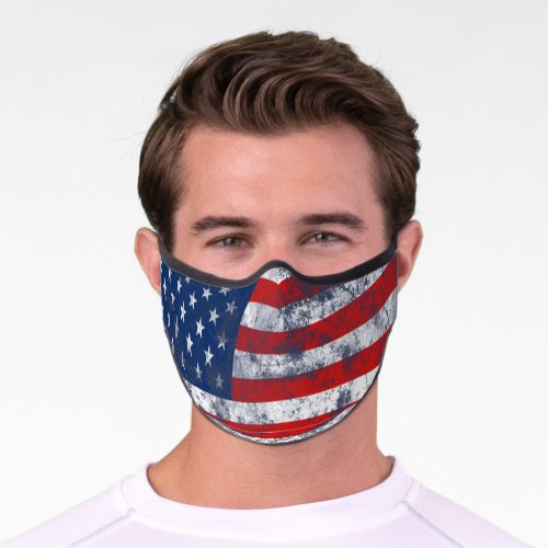 Patriotic Distressed American Flag T_Shirt Premium Face Mask