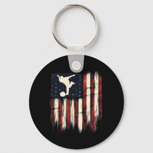 Patriotic Distressed Flag Gift For Men Kids Bowlin Keychain