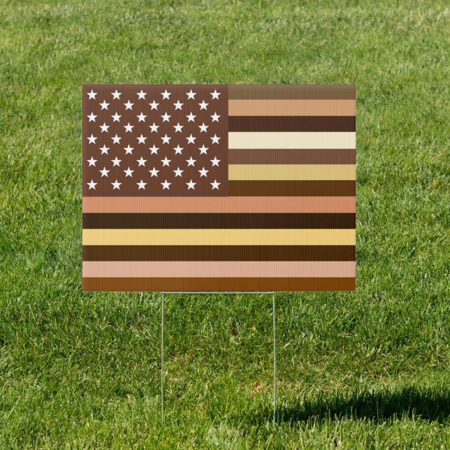 Patriotic Diversity American Flag Yard Sign (Insitu)