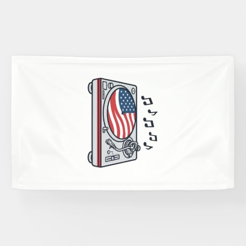Patriotic DJ Turntable Music Vintage Shirt Design_ Banner