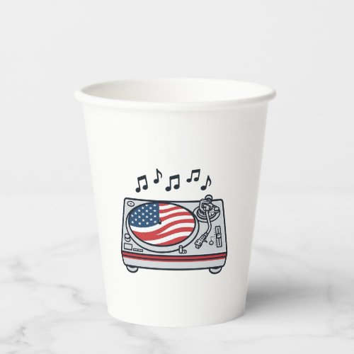 Patriotic DJ Turntable Music Vintage Shirt Design_ Paper Cups