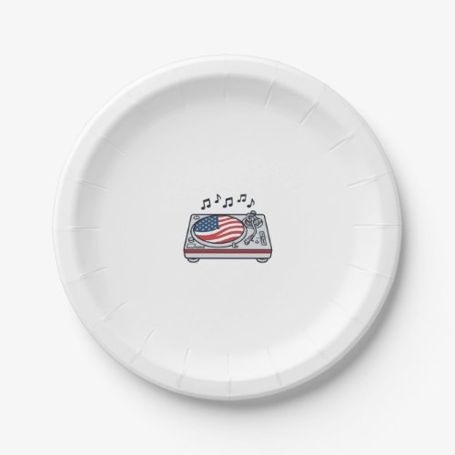 Patriotic DJ Turntable Music Vintage Shirt Design_ Paper Plates