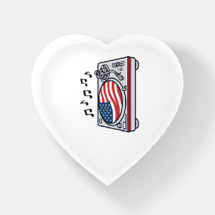 Patriotic DJ Turntable Music Vintage Shirt Design_ Paperweight