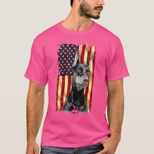Patriotic Doberman American Flag July 4th Dog T-Shirt