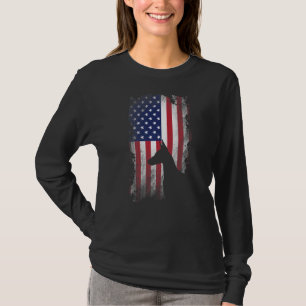 Patriotic Doberman Pinscher American Flag Cool Dog T-Shirt