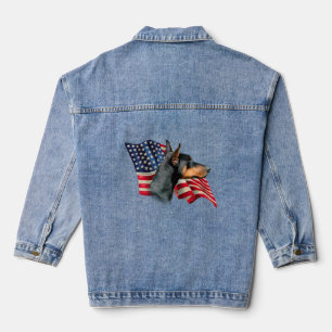 Patriotic Doberman Pinscher Denim Jacket