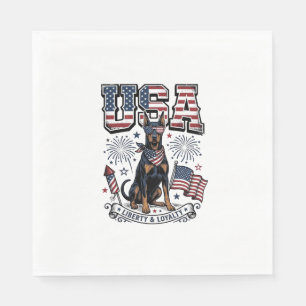 Patriotic Doberman USA Vintage Engraving Shirt Des Napkins