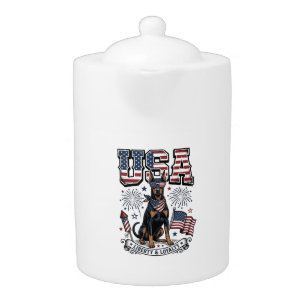 Patriotic Doberman USA Vintage Engraving Shirt Des Teapot