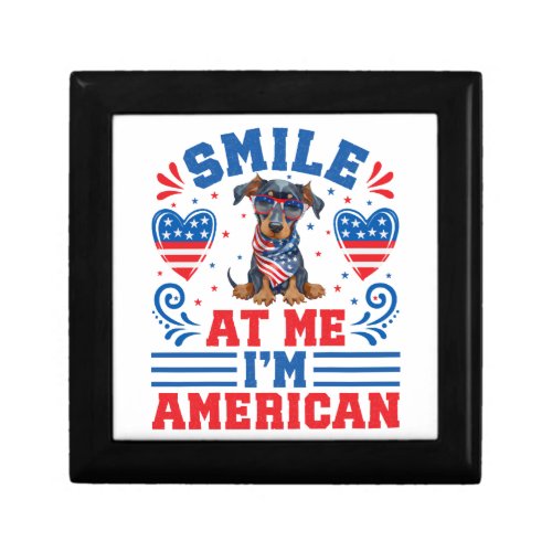 Patriotic Dobermann Dog For 4th of July Gift Box