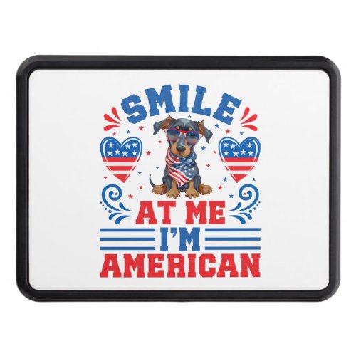 Patriotic Dobermann Dog For 4th of July Hitch Cover