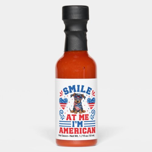 Patriotic Dobermann Dog For 4th of July Hot Sauces