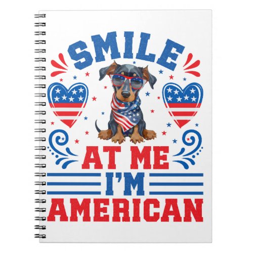 Patriotic Dobermann Dog For 4th of July Notebook