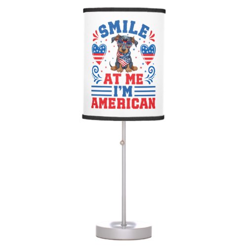 Patriotic Dobermann Dog For 4th of July Table Lamp