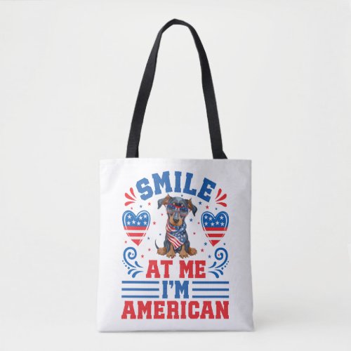 Patriotic Dobermann Dog For 4th of July Tote Bag