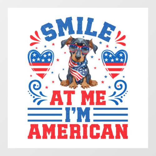 Patriotic Dobermann Dog For 4th of July Wall Decal